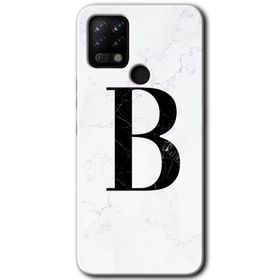 Tecno Pova Beyaz Mermer Desenli B Harfi Baskılı Uyumlu Silikon Kılıf