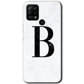 Tecno Pova Beyaz Mermer Desenli B Harfi Baskılı Uyumlu Silikon Kılıf
