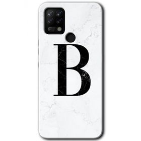Tecno Pova Beyaz Mermer Desenli B Harfi Baskılı Uyumlu Silikon Kılıf