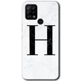 Tecno Pova Beyaz Mermer Desenli H Harfi Baskılı Uyumlu Silikon Kılıf