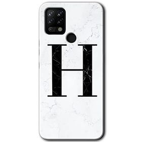 Tecno Pova Beyaz Mermer Desenli H Harfi Baskılı Uyumlu Silikon Kılıf