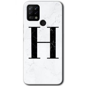 Tecno Pova Beyaz Mermer Desenli H Harfi Baskılı Uyumlu Silikon Kılıf