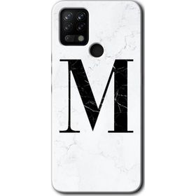 Tecno Pova Beyaz Mermer Desenli M Harfi Baskılı Uyumlu Silikon Kılıf