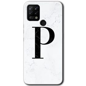 Tecno Pova Beyaz Mermer Desenli P Harfi Baskılı Uyumlu Silikon Kılıf