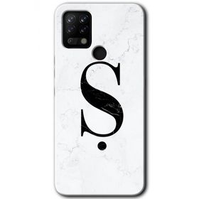 Tecno Pova Beyaz Mermer Desenli S Harfi Baskılı Uyumlu Silikon Kılıf