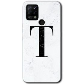 Tecno Pova Beyaz Mermer Desenli T Harfi Baskılı Uyumlu Silikon Kılıf