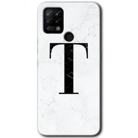 Tecno Pova Beyaz Mermer Desenli T Harfi Baskılı Uyumlu Silikon Kılıf