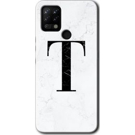 Tecno Pova Beyaz Mermer Desenli T Harfi Baskılı Uyumlu Silikon Kılıf