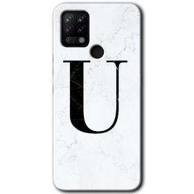 Tecno Pova Beyaz Mermer Desenli U Harfi Baskılı Uyumlu Silikon Kılıf