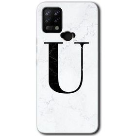 Tecno Pova Beyaz Mermer Desenli U Harfi Baskılı Uyumlu Silikon Kılıf