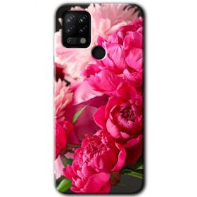 Tecno Pova Kırmızı Beyaz Gül Baskılı Uyumlu Silikon Kılıf