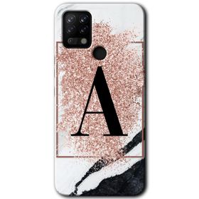 Tecno Pova Pembe Mermer Desenli A Harfi Baskılı Uyumlu Silikon Kılıf
