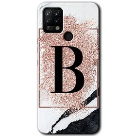 Tecno Pova Pembe Mermer Desenli B Harfi Baskılı Uyumlu Silikon Kılıf