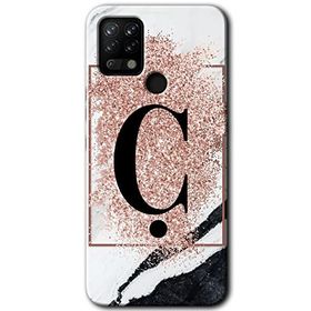 Tecno Pova Pembe Mermer Desenli C Harfi Baskılı Uyumlu Silikon Kılıf