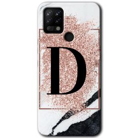 Tecno Pova Pembe Mermer Desenli D Harfi Baskılı Uyumlu Silikon Kılıf