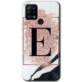Tecno Pova Pembe Mermer Desenli E Harfi Baskılı Uyumlu Silikon Kılıf