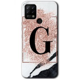 Tecno Pova Pembe Mermer Desenli G Harfi Baskılı Uyumlu Silikon Kılıf