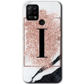 Tecno Pova Pembe Mermer Desenli I Harfi Baskılı Uyumlu Silikon Kılıf
