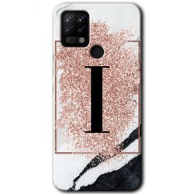 Tecno Pova Pembe Mermer Desenli I Harfi Baskılı Uyumlu Silikon Kılıf