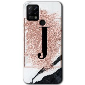 Tecno Pova Pembe Mermer Desenli J Harfi Baskılı Uyumlu Silikon Kılıf