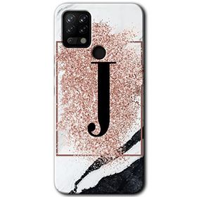 Tecno Pova Pembe Mermer Desenli J Harfi Baskılı Uyumlu Silikon Kılıf