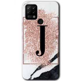Tecno Pova Pembe Mermer Desenli J Harfi Baskılı Uyumlu Silikon Kılıf