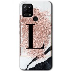 Tecno Pova Pembe Mermer Desenli L Harfi Baskılı Uyumlu Silikon Kılıf