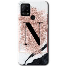 Tecno Pova Pembe Mermer Desenli N Harfi Baskılı Uyumlu Silikon Kılıf