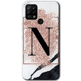 Tecno Pova Pembe Mermer Desenli N Harfi Baskılı Uyumlu Silikon Kılıf