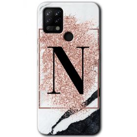Tecno Pova Pembe Mermer Desenli N Harfi Baskılı Uyumlu Silikon Kılıf