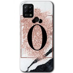 Tecno Pova Pembe Mermer Desenli O Harfi Baskılı Uyumlu Silikon Kılıf