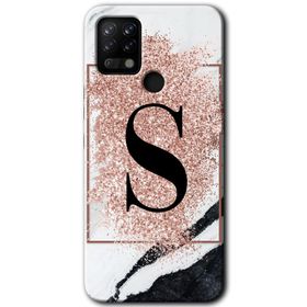 Tecno Pova Pembe Mermer Desenli Ş Harfi Baskılı Uyumlu Silikon Kılıf