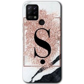 Tecno Pova Pembe Mermer Desenli Ş Harfi Baskılı Uyumlu Silikon Kılıf
