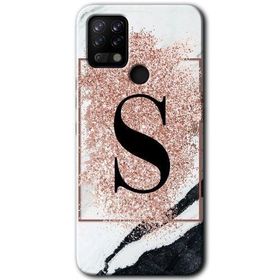 Tecno Pova Pembe Mermer Desenli Ş Harfi Baskılı Uyumlu Silikon Kılıf