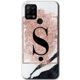Tecno Pova Pembe Mermer Desenli Ş Harfi Baskılı Uyumlu Silikon Kılıf