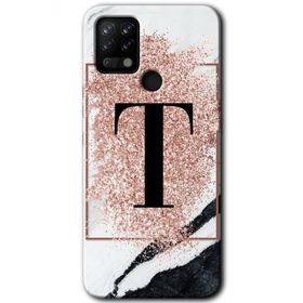 Tecno Pova Pembe Mermer Desenli T Harfi Baskılı Uyumlu Silikon Kılıf
