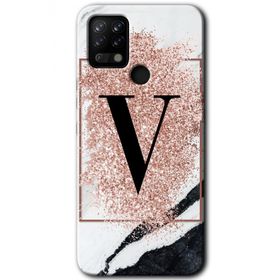 Tecno Pova Pembe Mermer Desenli V Harfi Baskılı Uyumlu Silikon Kılıf
