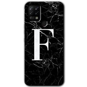 Tecno Pova Siyah Mermer Desenli F Harfi Baskılı Uyumlu Silikon Kılıf