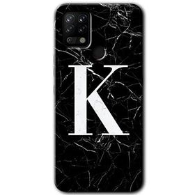 Tecno Pova Siyah Mermer Desenli K Harfi Baskılı Uyumlu Silikon Kılıf