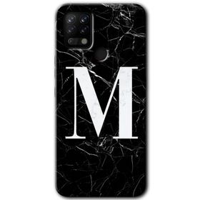 Tecno Pova Siyah Mermer Desenli M Harfi Baskılı Uyumlu Silikon Kılıf