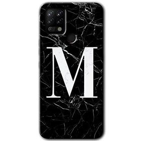 Tecno Pova Siyah Mermer Desenli M Harfi Baskılı Uyumlu Silikon Kılıf