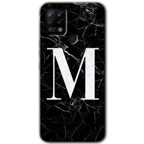 Tecno Pova Siyah Mermer Desenli M Harfi Baskılı Uyumlu Silikon Kılıf