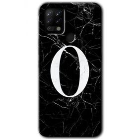 Tecno Pova Siyah Mermer Desenli O Harfi Baskılı Uyumlu Silikon Kılıf