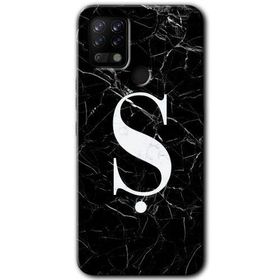 Tecno Pova Siyah Mermer Desenli S Harfi Baskılı Uyumlu Silikon Kılıf