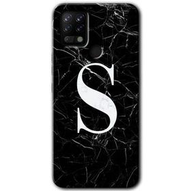 Tecno Pova Siyah Mermer Desenli S Harfi Baskılı Uyumlu Silikon Kılıf