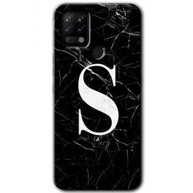 Tecno Pova Siyah Mermer Desenli S Harfi Baskılı Uyumlu Silikon Kılıf