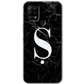 Tecno Pova Siyah Mermer Desenli S Harfi Baskılı Uyumlu Silikon Kılıf