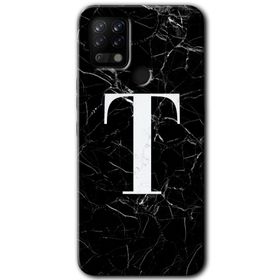 Tecno Pova Siyah Mermer Desenli T Harfi Baskılı Uyumlu Silikon Kılıf