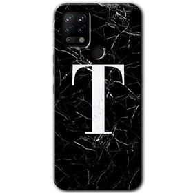 Tecno Pova Siyah Mermer Desenli T Harfi Baskılı Uyumlu Silikon Kılıf