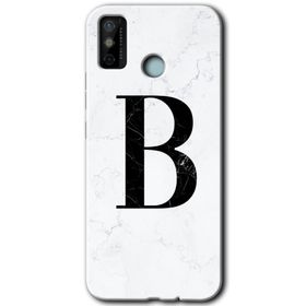 Tecno Spark 6 Go Beyaz Mermer Desenli B Harfi Baskılı Uyumlu Silikon Kılıf